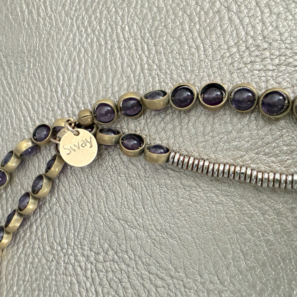 Sway Into It - Gemstone Necklace with Antique Gold Rings in Amethyst - Picture 6 of 8